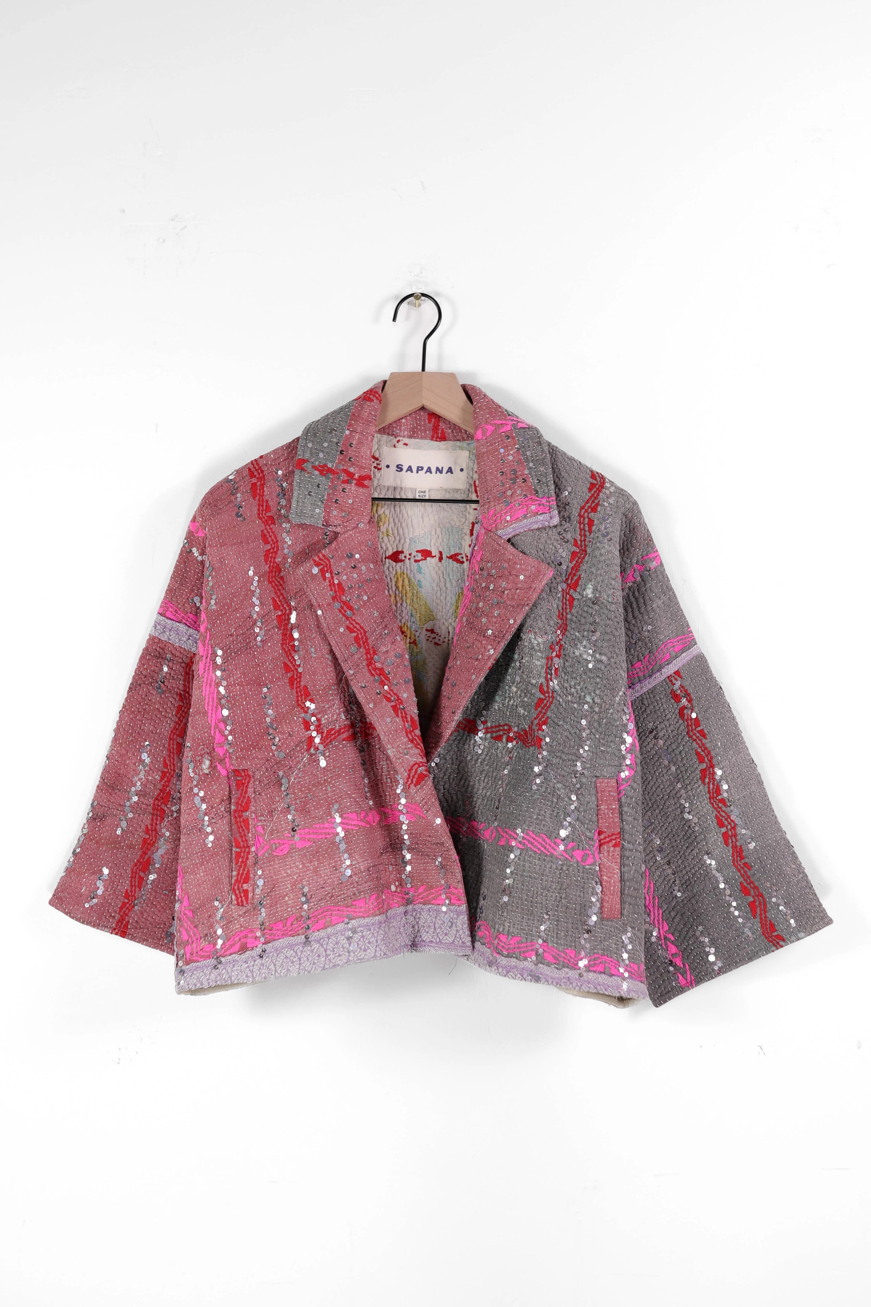 Vintage Kantha Blanket Coat The Round Top Blanket Coat | Sapana