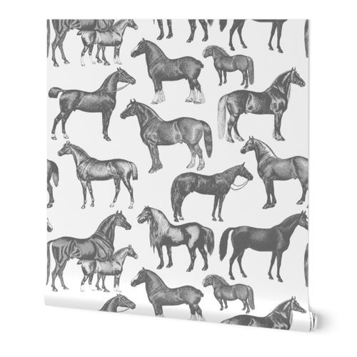 Horse Large Print Black and White | Spoonflower