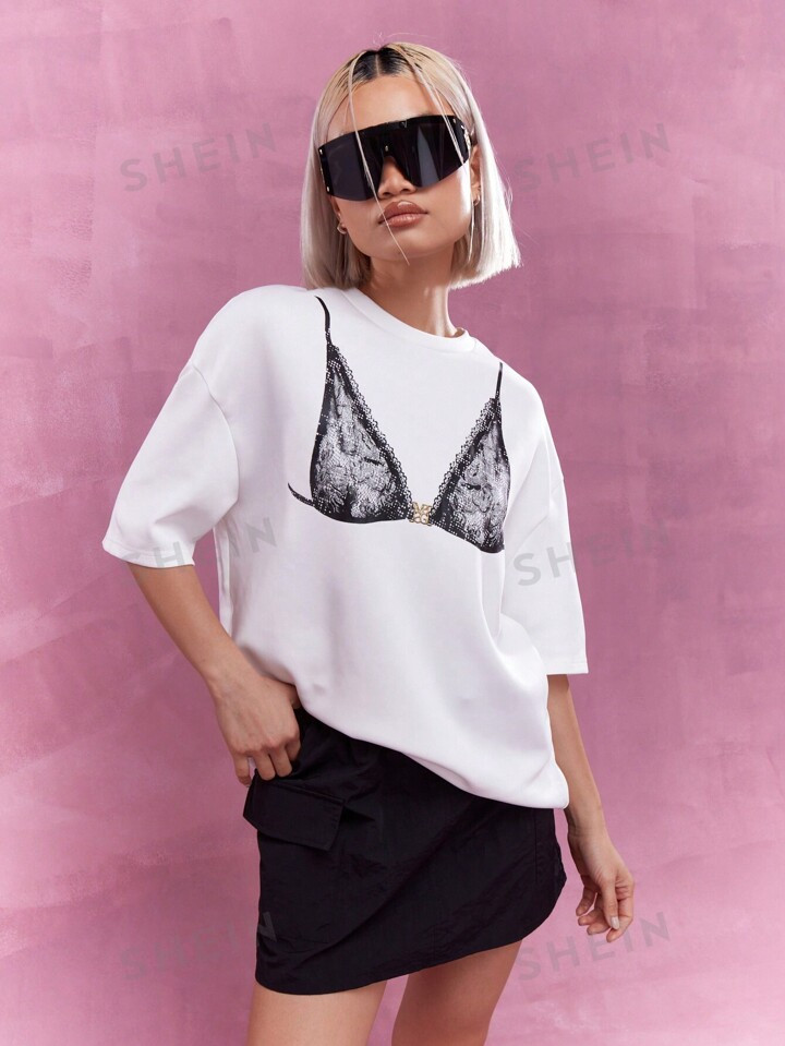 MISSGUIDED Oversized T Shirt With Front Print | SHEIN