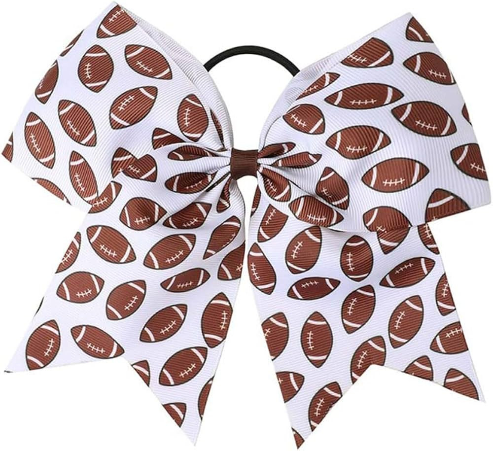 Football Cheer Bow Footballs PonyTail Holder Bowknot Football Hair Ring Tie Bow PHB10 (Football B... | Amazon (US)