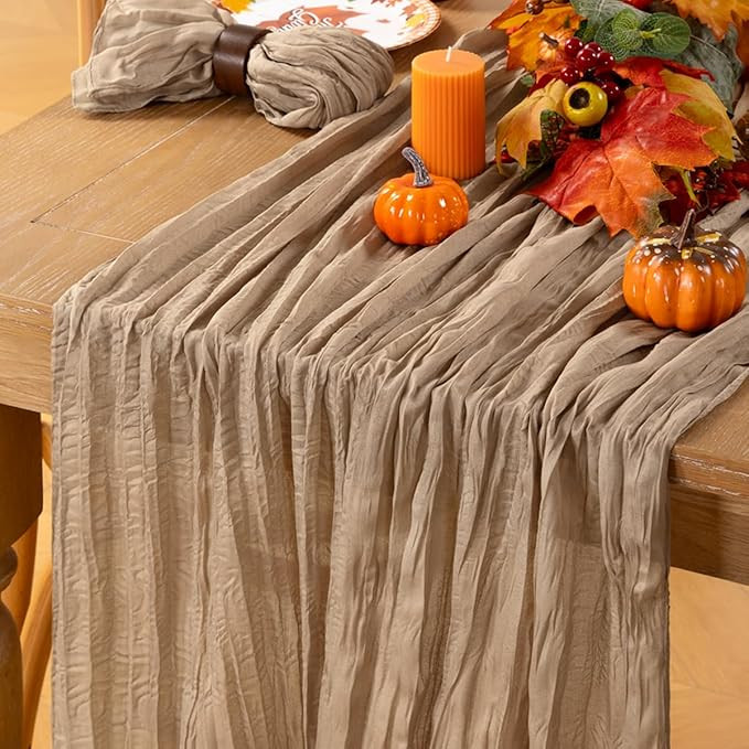 MLMC Nude Cheesecloth Table Runner 10ft Boho Gauze Taupe Cheese Cloth Table Runner Rustic Neutral... | Amazon (US)