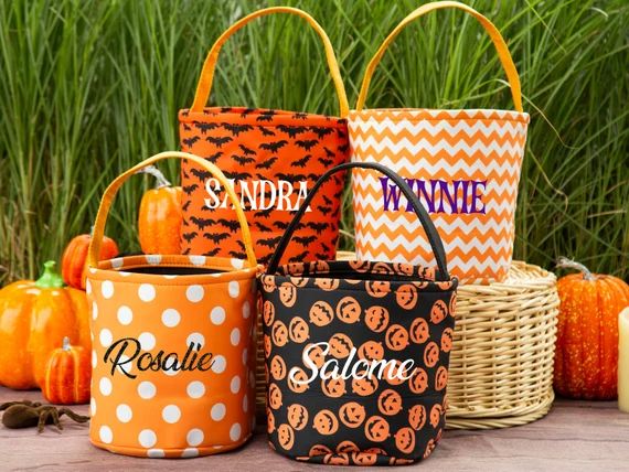 Personalized Halloween Bucket,Monogram Halloween Basket,Custom Candy Bucket,Kids Candy Bag with N... | Etsy (US)