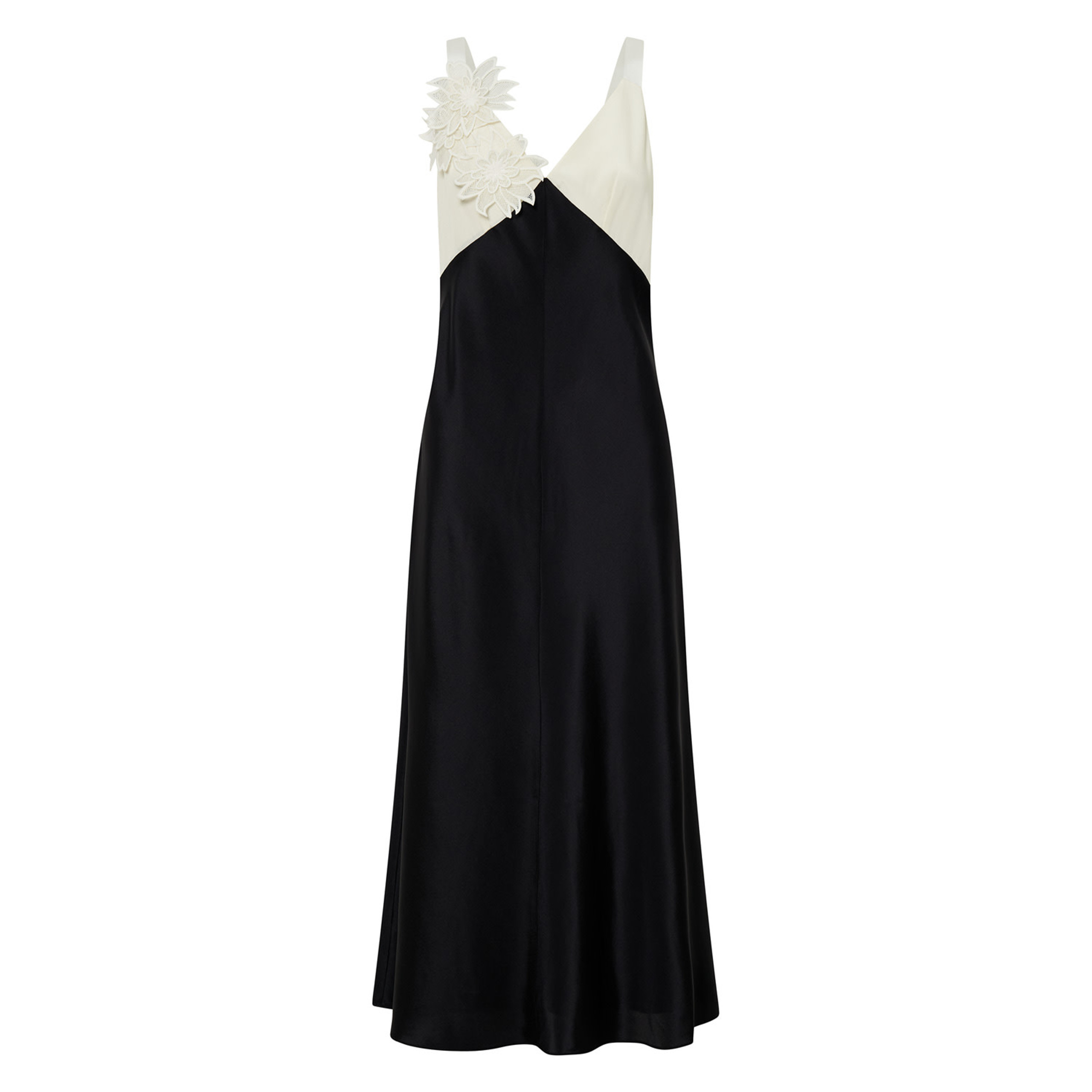 Mesh Flower Slip Dress - Black/Cream | Oroton | Oroton