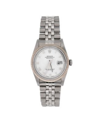 Pre-Owned Rolex Oyster Perpetual Datejust Automatic Watch in Stainless Steel and White Gold 36mm ... | Macy's