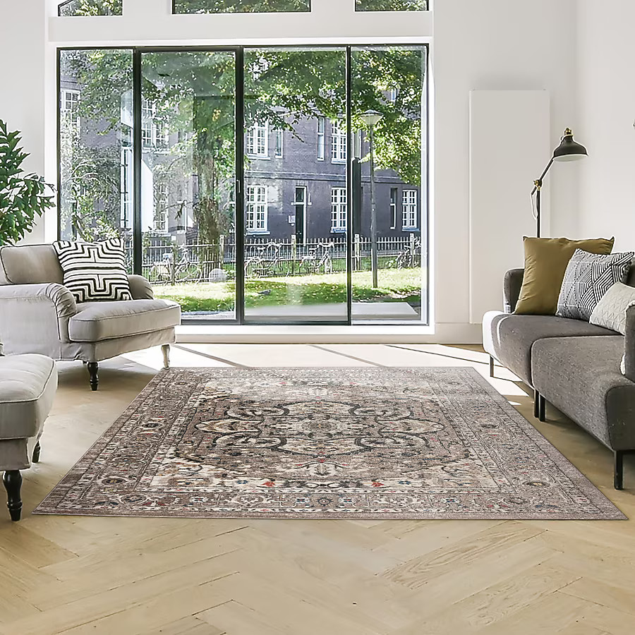 GERTMENIAN 5 x 8 (ft) Loomed Beige Rectangular Indoor Oriental Pet Friendly Area rug Lowes.com | Lowe's