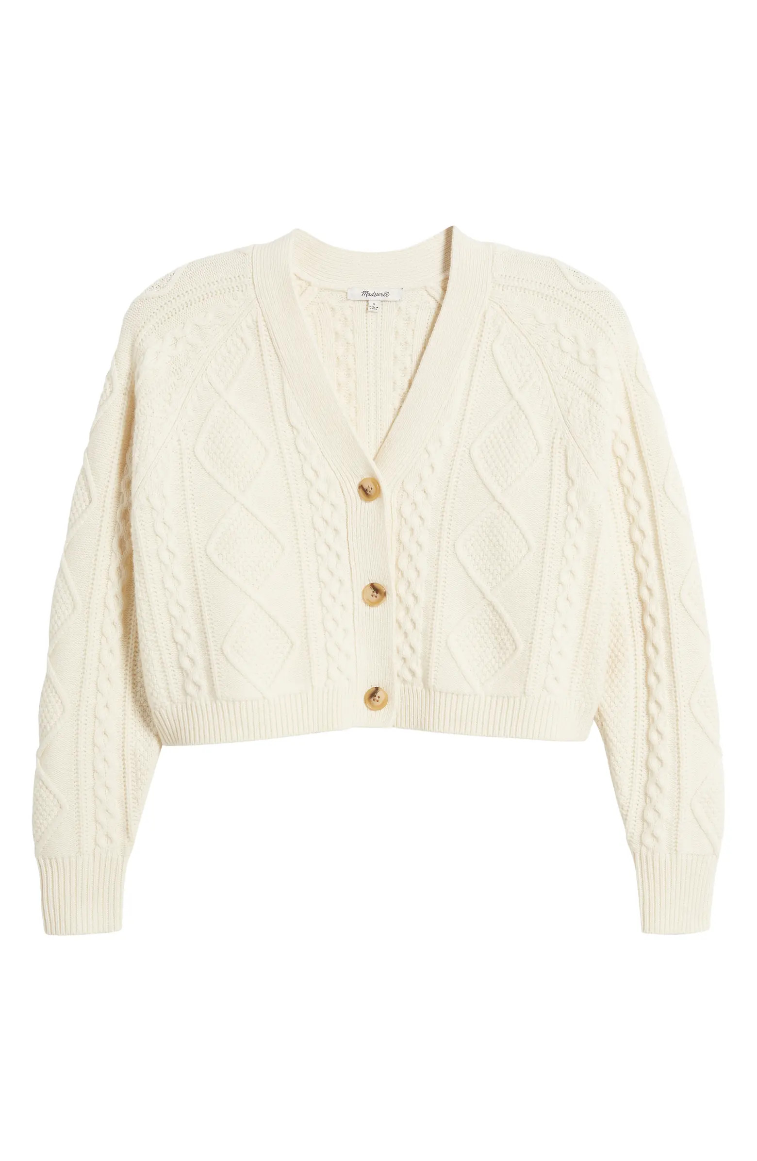 Cable Knit V-Neck Crop Cardigan | Nordstrom