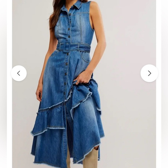 NWOT - Free people Beau Denim Asymmetrical Tiered Dress | Poshmark