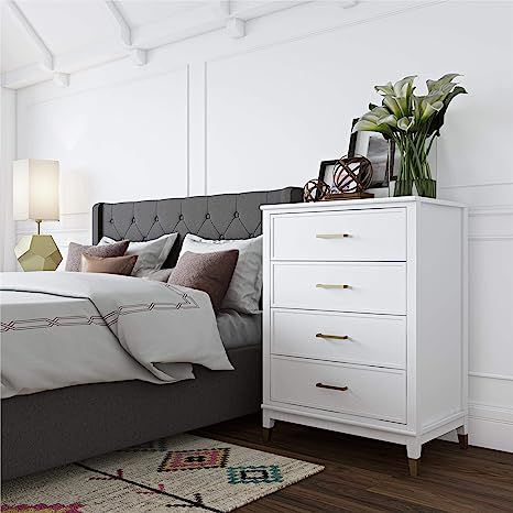 COSMOLiving by COSMOPOLITAN CosmoLiving Westerleigh 4 Drawer, White Dresser | Amazon (US)