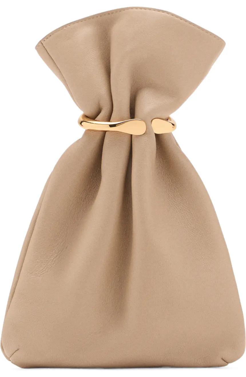 Leather Bucket Bag with Metallic Detail | Nordstrom