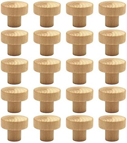 WEICHUAN 20PCS Round Unfinished Wood Cabinet Furniture Drawer Knobs Pulls Handles (Diameter: 3.6c... | Amazon (US)