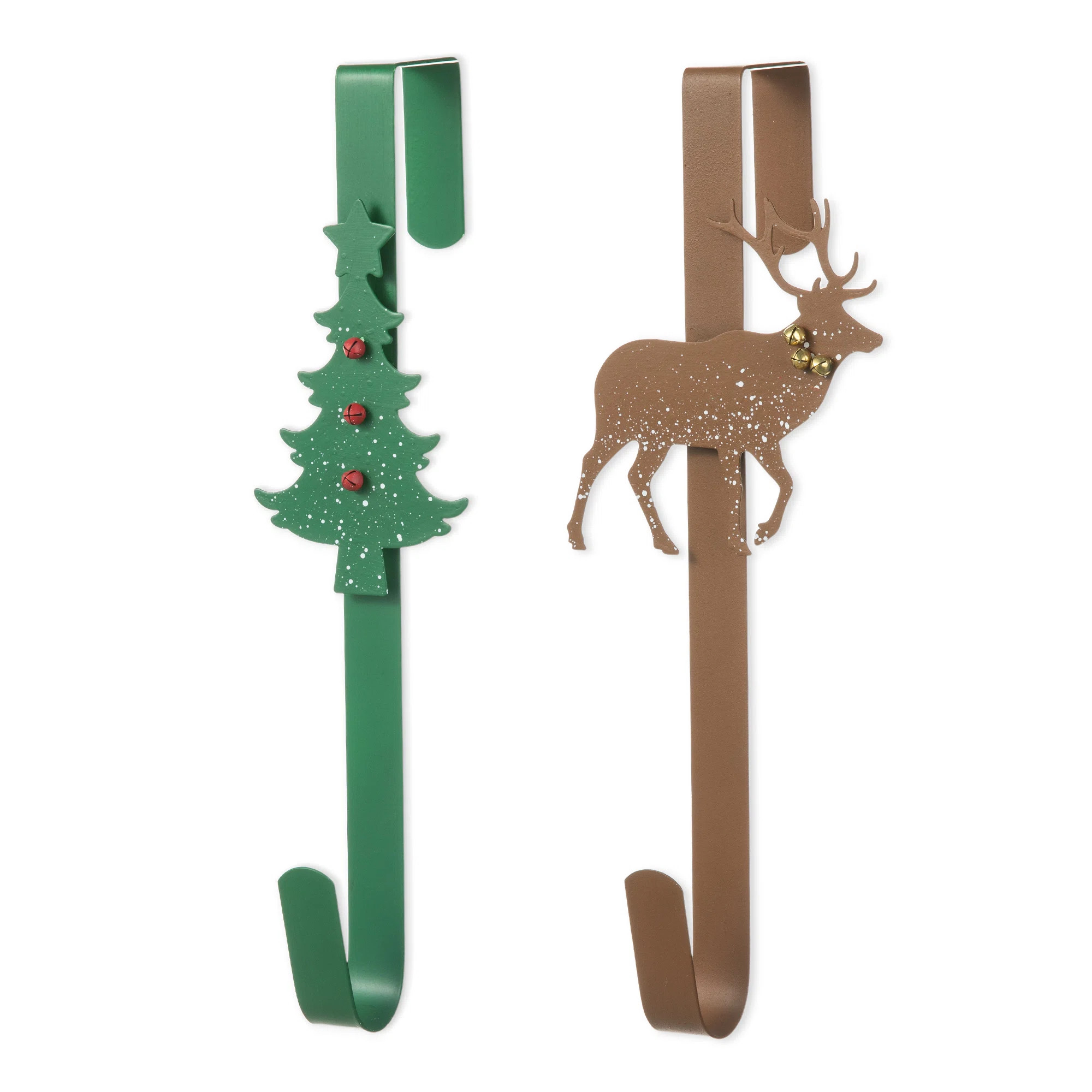 14"H Set Of 2 Christmas Tree & Reindeer Wreath Hanger | Wayfair North America