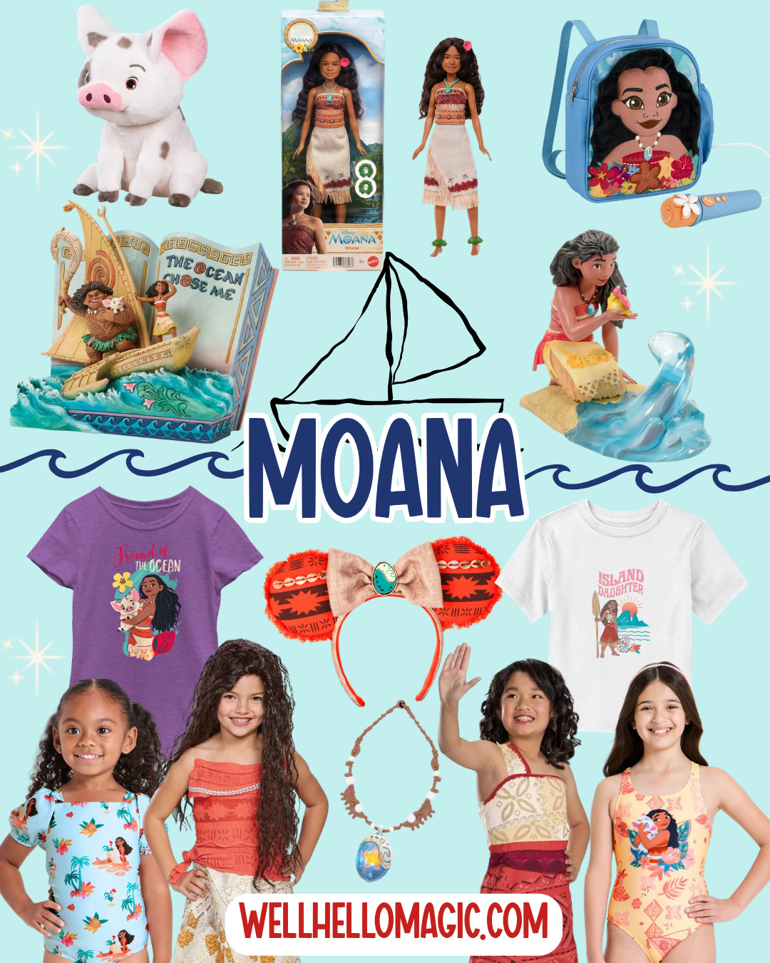 Moana of Motunui is coming back to the big screen! Get ready for the Island Princess’ return with everything from t-shirts, to swimwear, to a karaoke backpack to help you belt out “How Far I’ll Go.” Save this board to prepare for a summer of adventures with Moana, Maui, and even Hei Hei! 🌊 

 