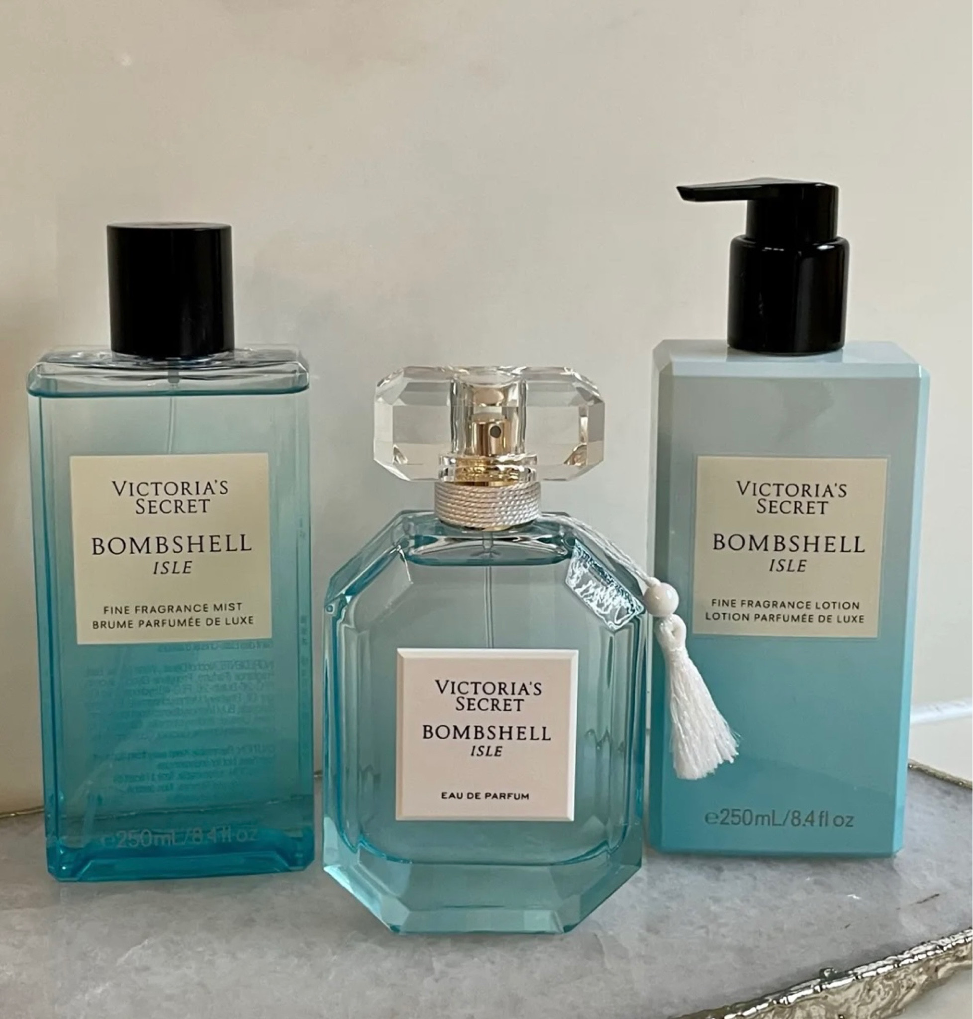 Victoria’s Secret Bombshell Isle Fragrance was one of my favorite this summer. Perfume, Mist, and Lotion. 

#LTKbeauty