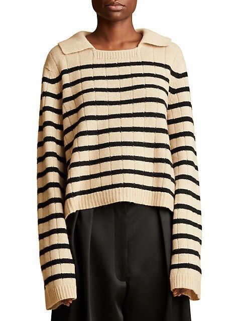 Mateo Collared Striped Cashmere Sweater | Saks Fifth Avenue