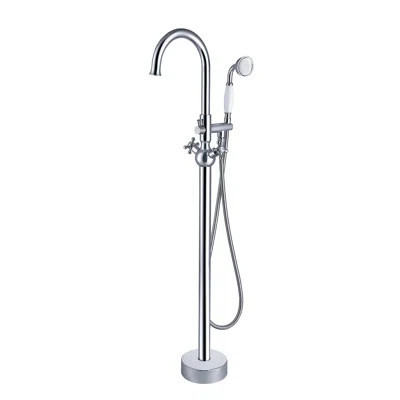 Freestanding Bathtub Faucet With Hand Shower - . Metal Made. 46 In Depth, 6.5 Width, Height, 9.5 Lb Weight. Full Body Spray For Soothing Modern Tub Co | Wayfair North America