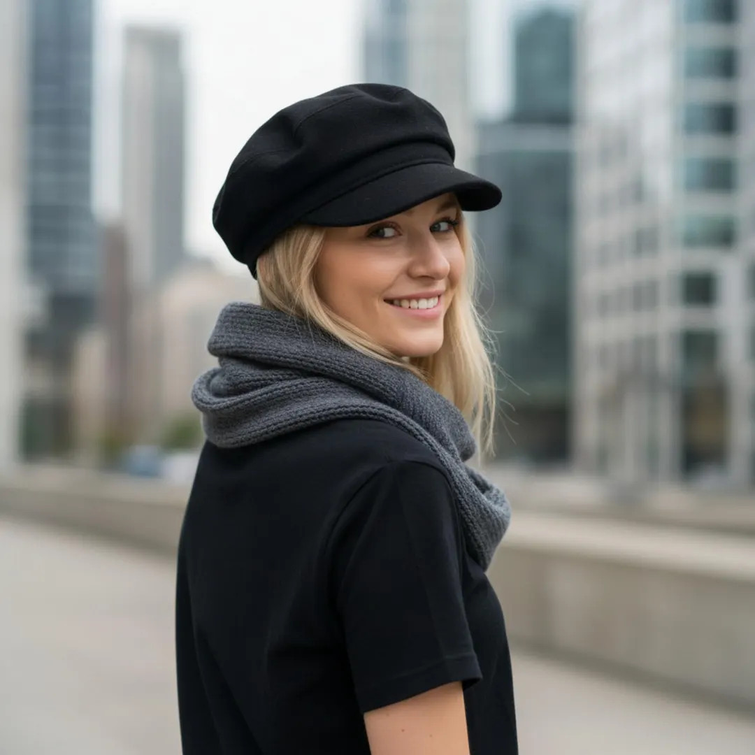 Womens Black Baker Boy Cap Newsboy Hat, Fall Winter Hat for Women, 100% Wool Lined Cute Slouchy F... | Etsy (US)