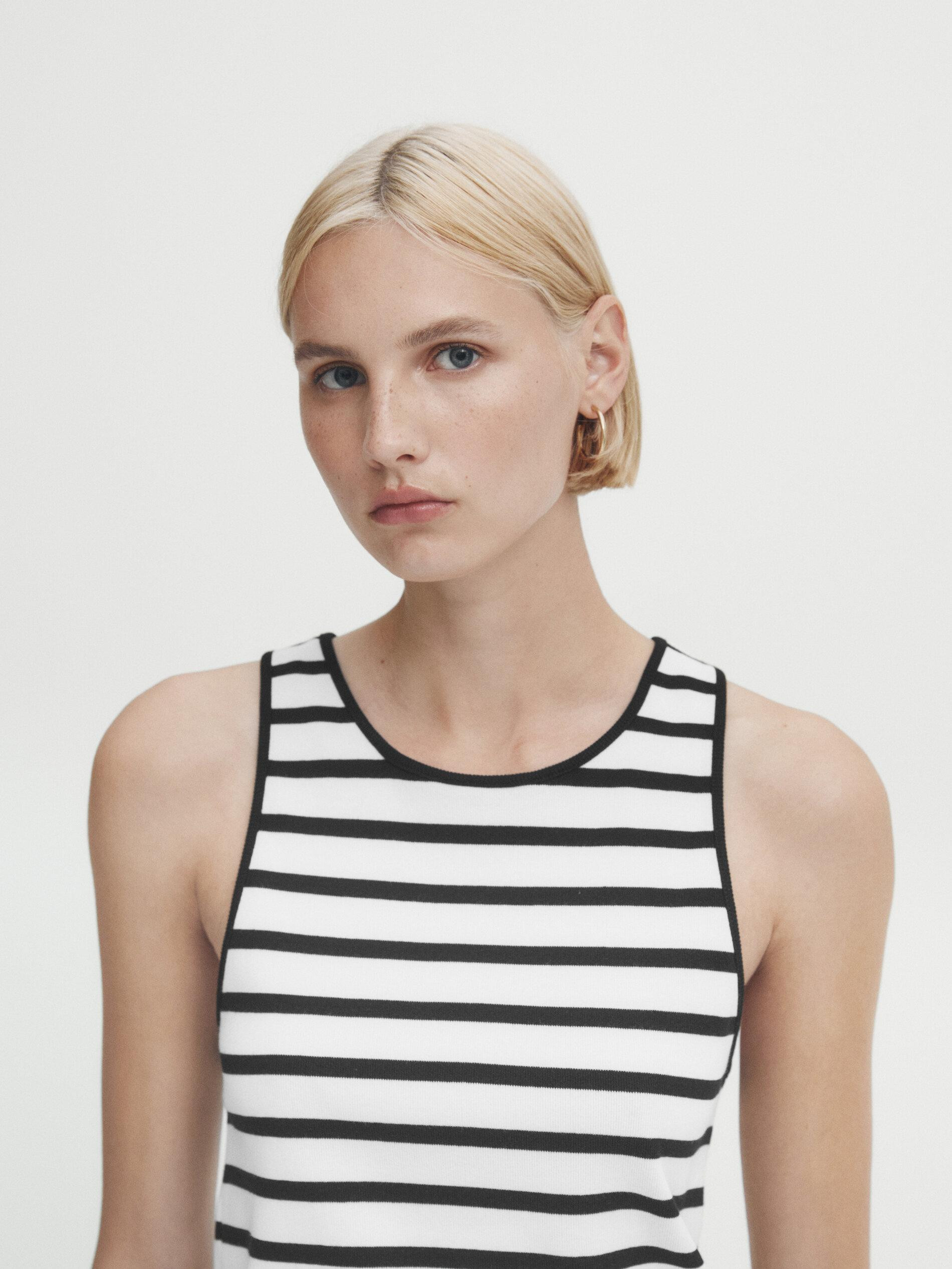 Cotton striped tank top | Massimo Dutti US