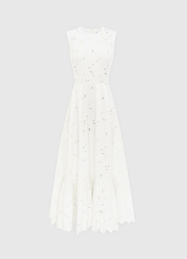 Charlotte Lace Sleeveless Midi Dress - Snow | LEO LIN