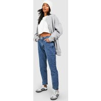 Womens Petite Basics Slim Mom Jean - Blue - 10 | boohoo (US & Canada)