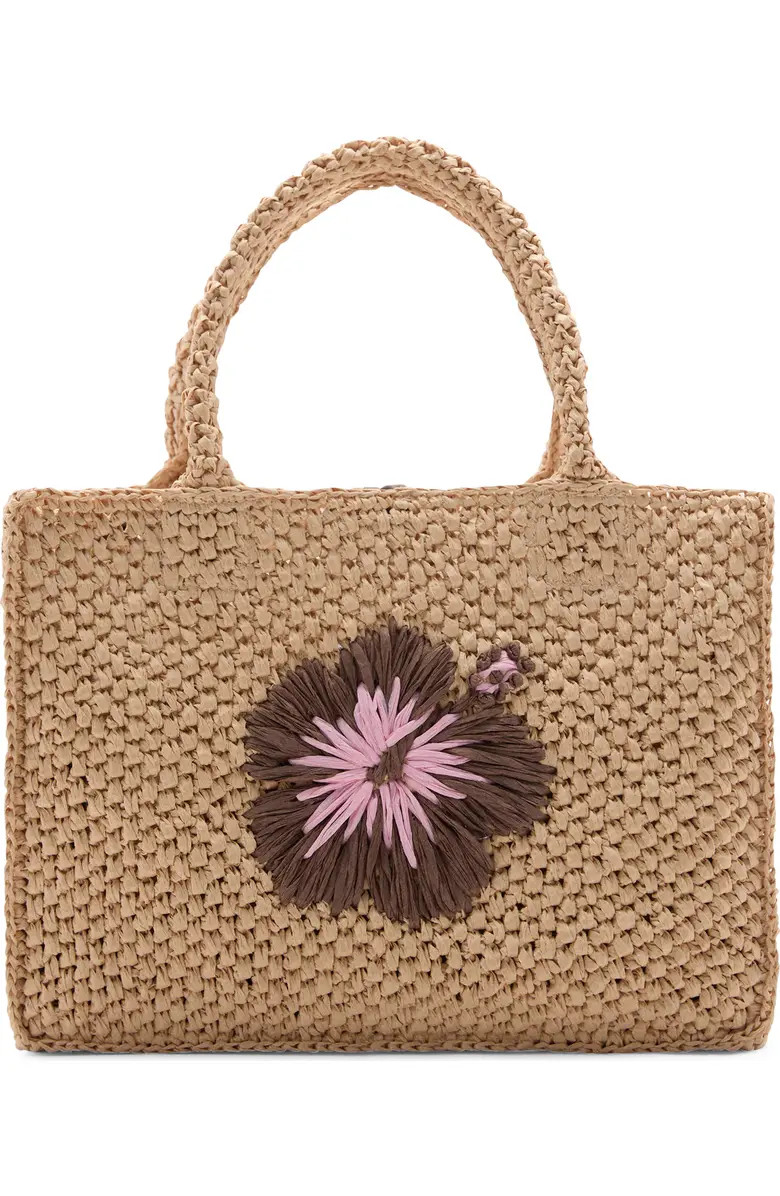 MANGO Flower Detail Raffia Tote | Nordstrom | Nordstrom