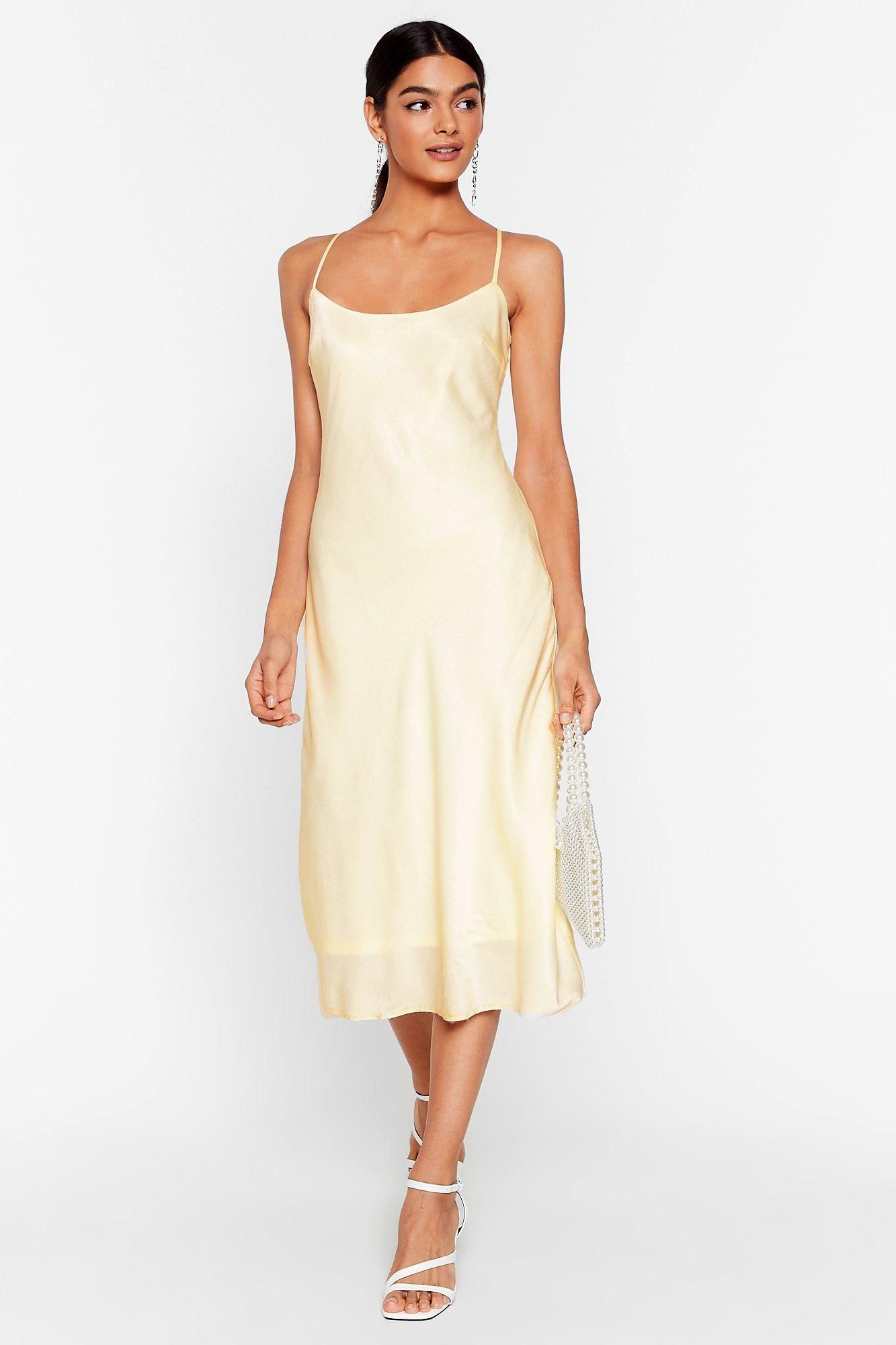 Womens Don't Wait for It to Satin Midi Dress - Lemon | NastyGal (US & CA)