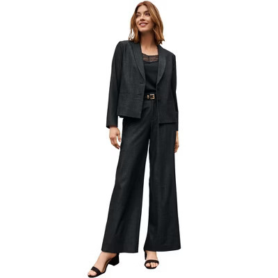 Jessica London Slubbed Denim Blazer - 14 W, Black | Target