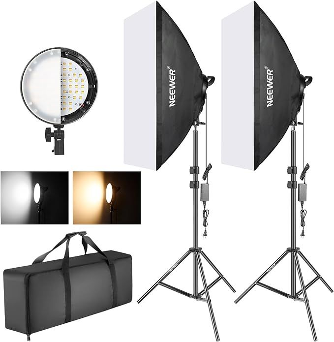 Neewer Photography Bi-color Dimmable LED Softbox Lighting Kit:20x27 inches Studio Softbox, 45W Di... | Amazon (US)