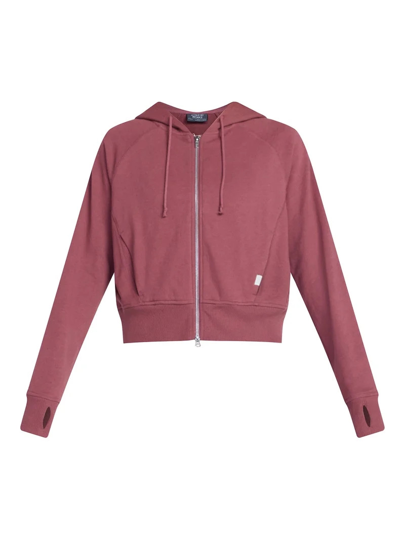 Athletic Works Women's Mineral Wash French Terry Cropped Zip Hoodie, Size XS-XXXL | Walmart (US)