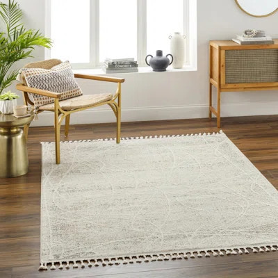 Rectangle Woodbine Abstract Machine Woven Polyester Area Rug in Light Gray/Beige | Wayfair North America