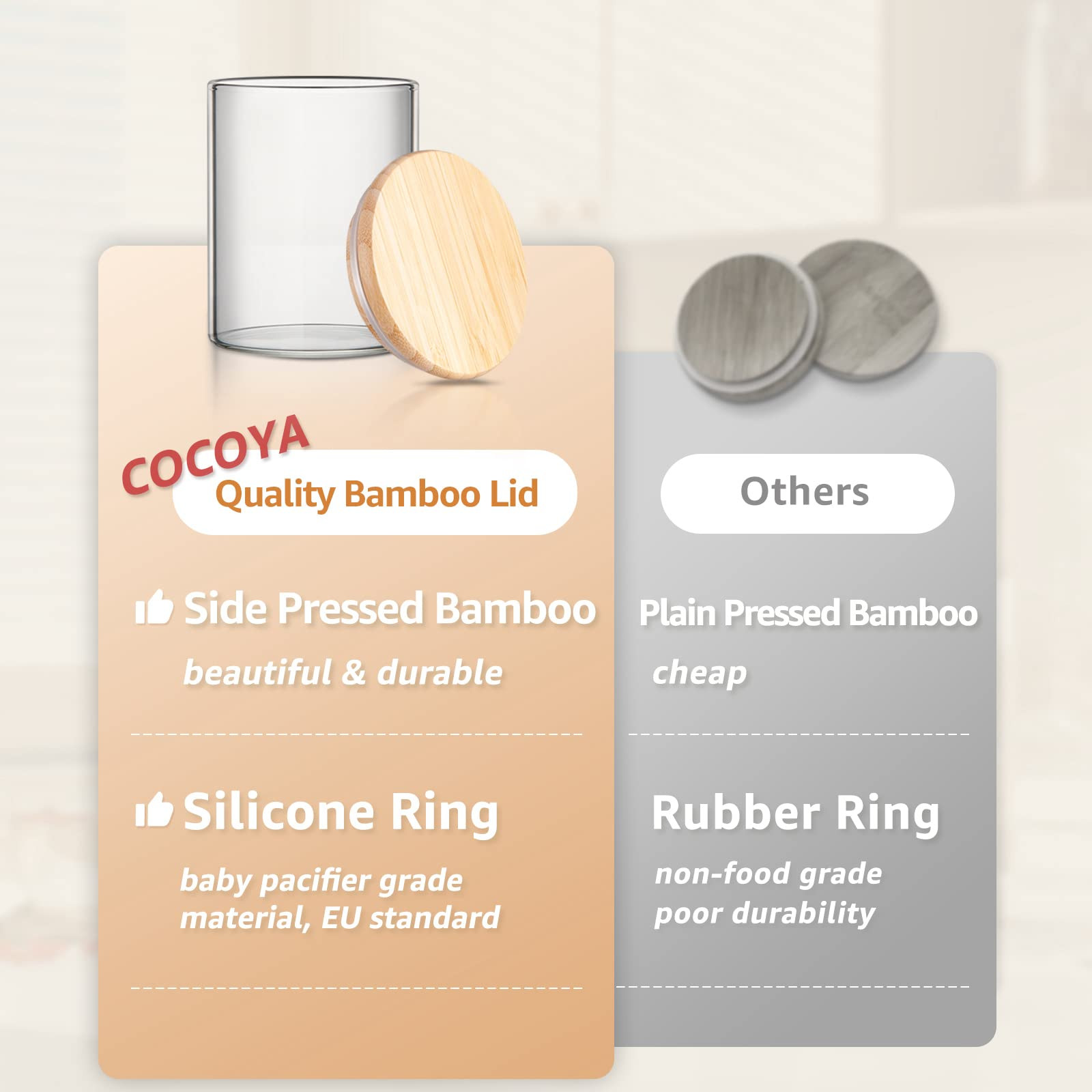 12 FL Oz Glass Jars with Bamboo Lid Set, 8Pack UPGRADE Clear Food Storage Canisters Kitchen Pantr... | Amazon (US)