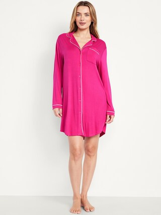 Long-Sleeve Knit Sleep Shirt | Old Navy (US)