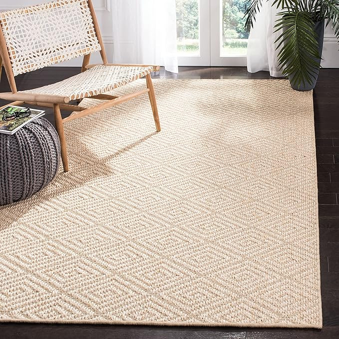 SAFAVIEH Palm Beach Collection Area Rug - 8' x 10', Beige & Beige, Sisal Design, Non-Shedding & E... | Amazon (US)