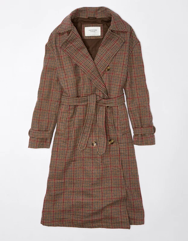 AE Plaid Trench Coat | American Eagle Outfitters (US & CA)