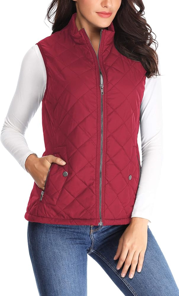 MISS MOLY Women Lightweight Quilted Padded Vest Stand Collar Zip Up Front Gilet Quilted | Amazon (US)