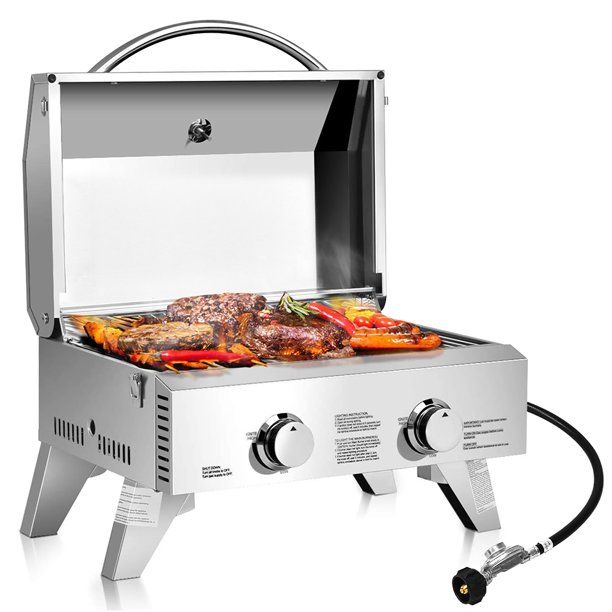 Costway 20,000 BTU Stainless Steel Propane Grill for Outdoor Camping, Picnics, Tailgating, Sliver | Walmart (US)