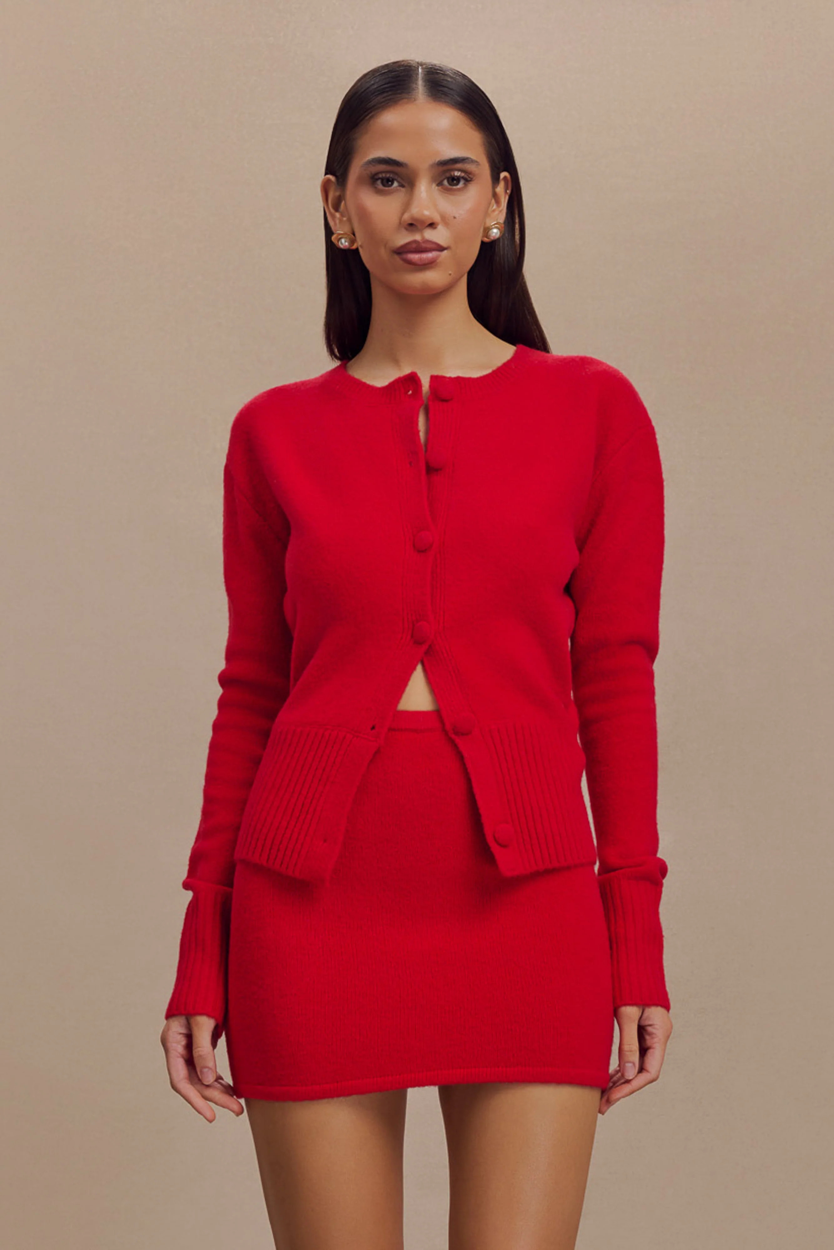 Genevieve Oversized Knit Cardigan - Ruby | Meshki (APAC)