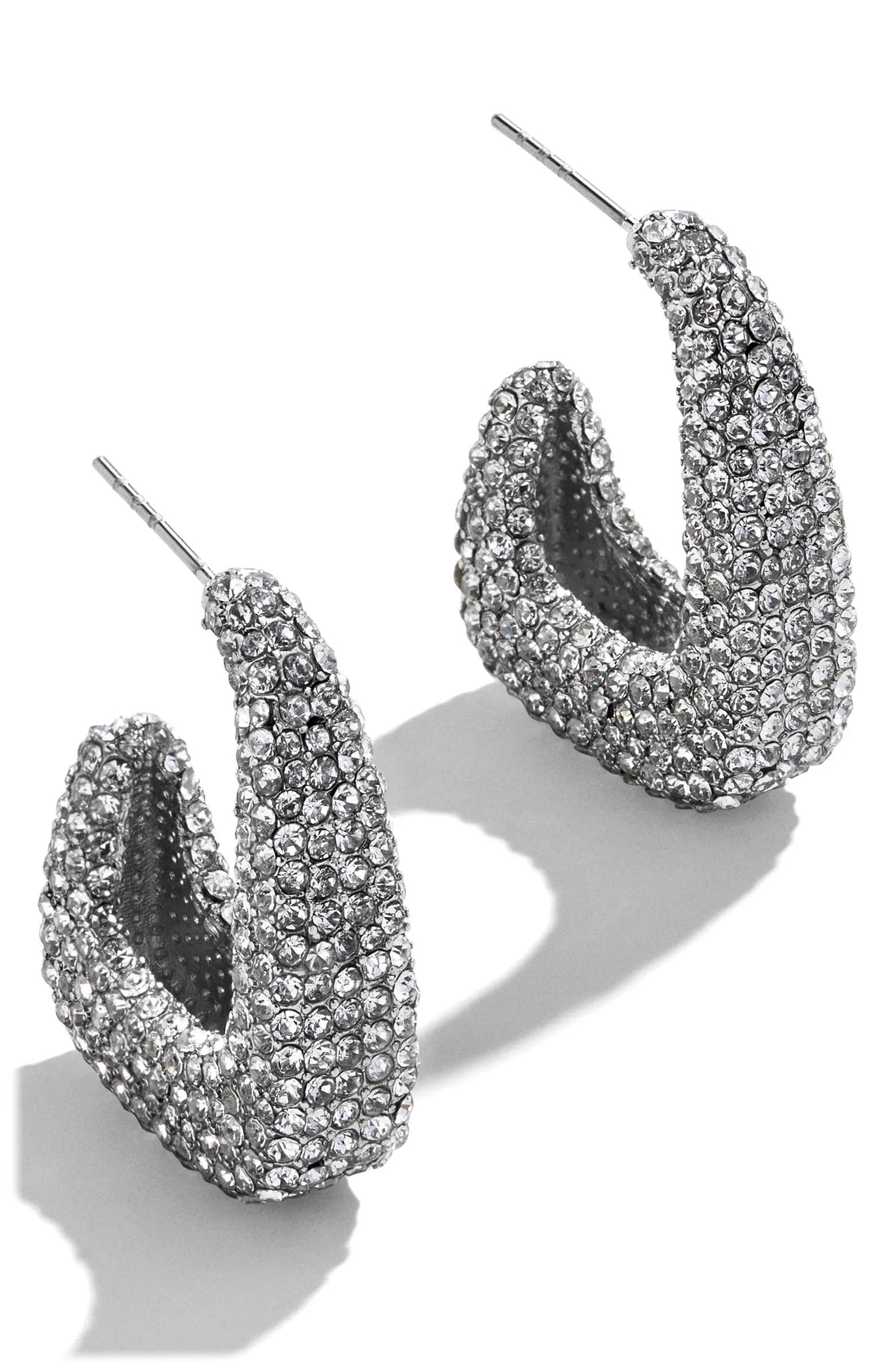 BaubleBar Sasha Pavé Geometric Hoop Earrings | Nordstrom | Nordstrom