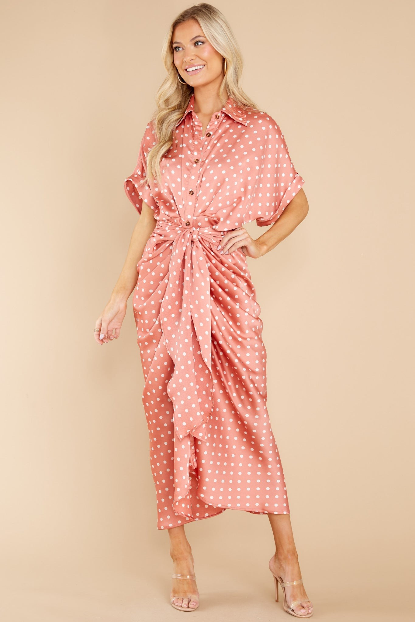 Brunch Date Rose Pink Polka Dot Maxi Dress | Red Dress 