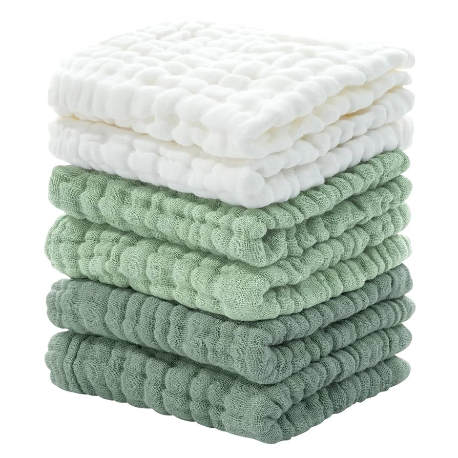 Looxii Muslin Baby Washcloths 6 Pack, 100% Cotton Baby Wash Cloths for Baby Face Body, 12x12 inch... | Amazon (US)