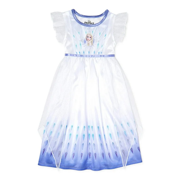 Frozen Elsa Disney Princess Girl Fantasy Gown Pajama Nightgown, Sizes 4-12 | Walmart (US)