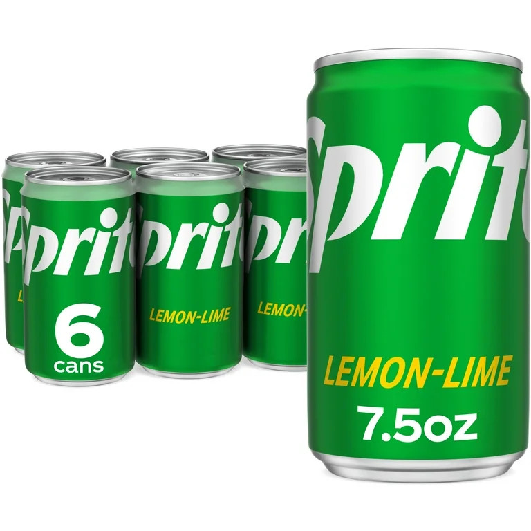 Sprite Lemon Lime Mini Soda Pop Soft Drink, 7.5 fl oz, 6 Pack Cans | Walmart (US)