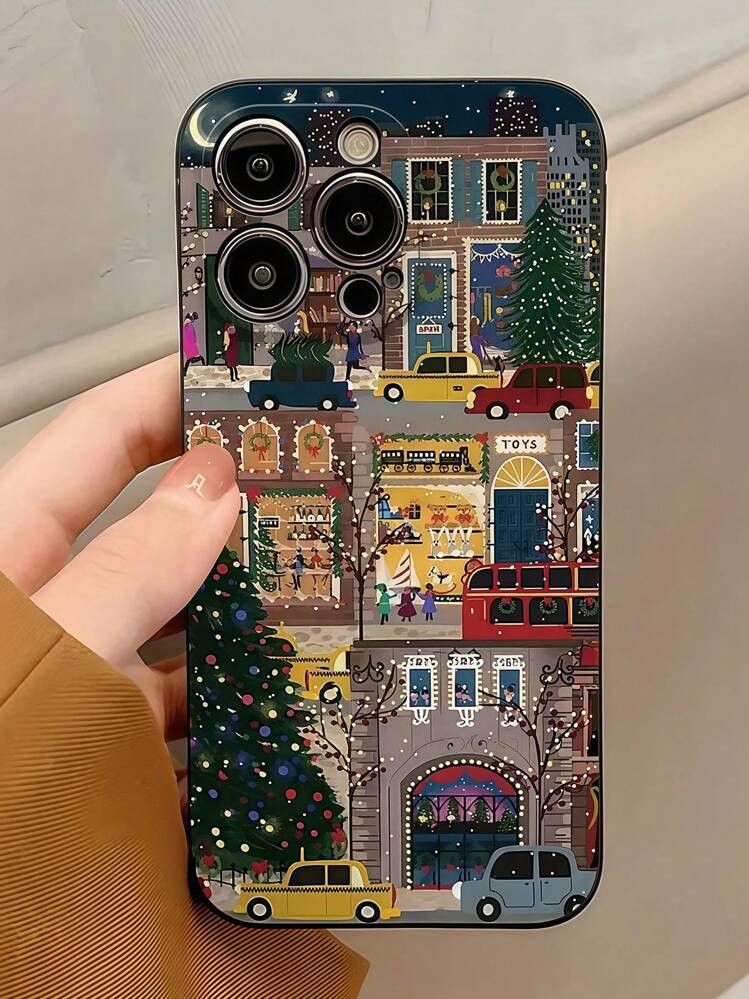 Travel 1pc Winter Street Scene Black Anti-Drop TPU Mobile Phone Case Compatible With Iphone 16 15 14 13 12 11 Pro Max, Series Waterproof Shockproof Scratch Resistant | SHEIN