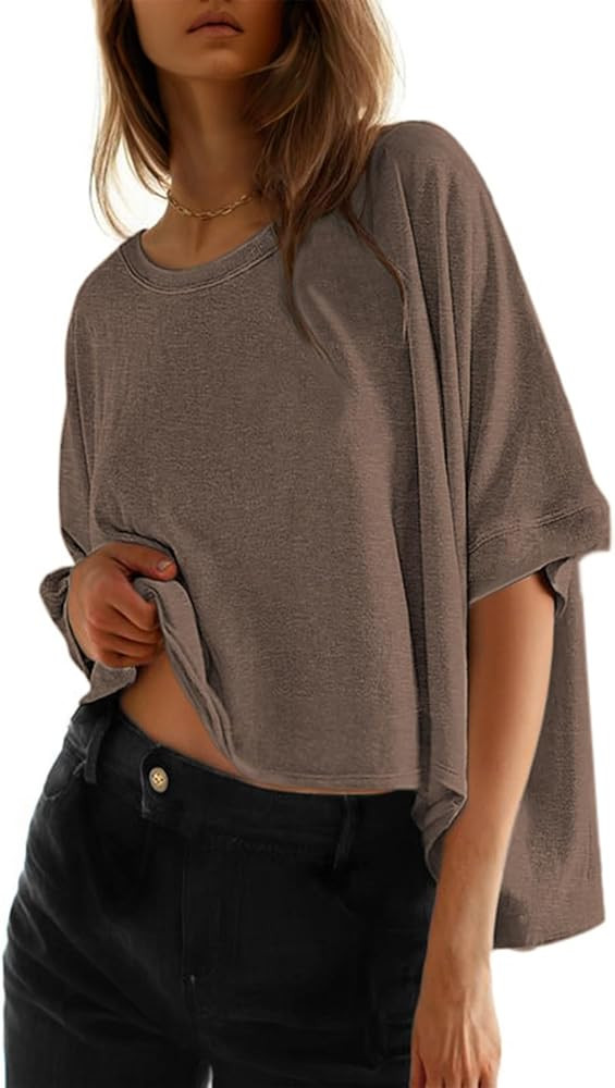 Dokotoo Summer Shirts 2026 Womens Solid T Shirts for Women Loose Oversized Tops Basic Tee | Amazon (US)