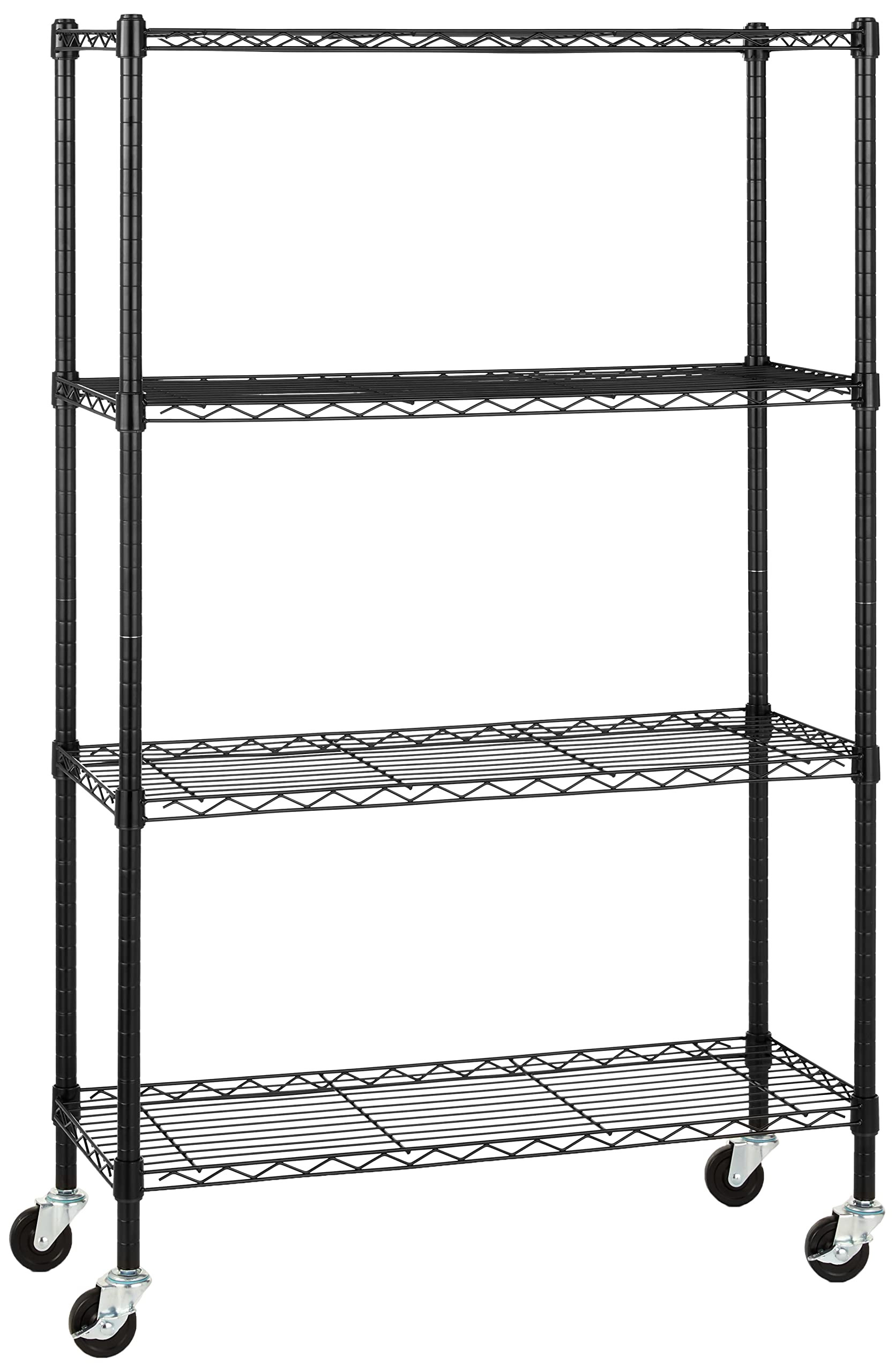 Amazon Basics 4-Shelf Adjustable, Heavy Duty Storage Shelving Unit on 3'' Wheel Casters, Metal Or... | Amazon (US)