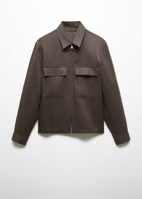 Zipper linen jacket -  Men | Mango Man USA | MANGO (US)