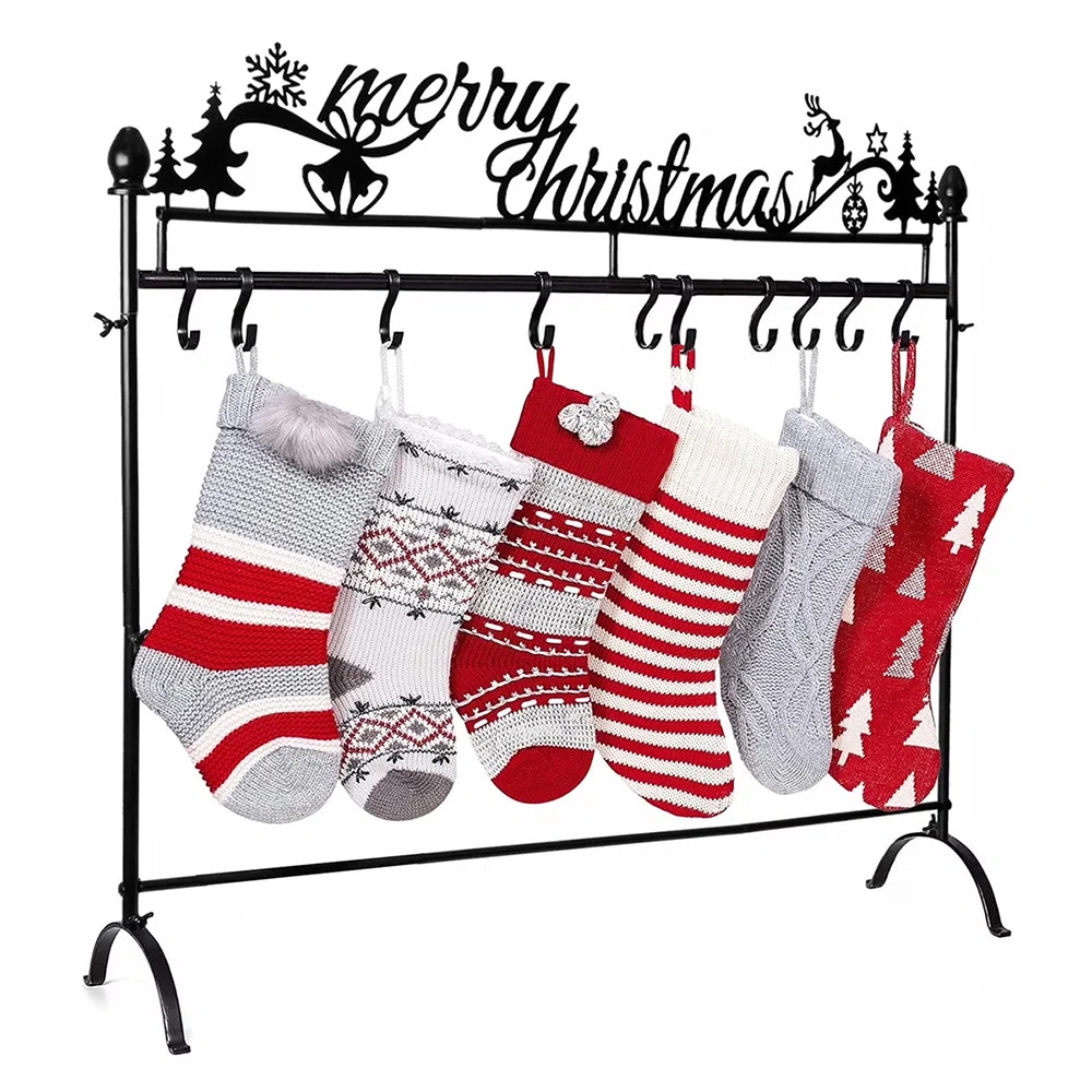 Stocking Holder Stand, Heavy Duty Metal Free Standing Stocking Rack With 10 Removable Hooks Home ... | Wayfair North America