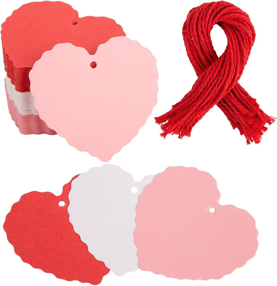 SallyFashion 240PCS Heart Shape Gift Tags, Valentines Day Paper Tags with Strings Hanging Label N... | Amazon (US)