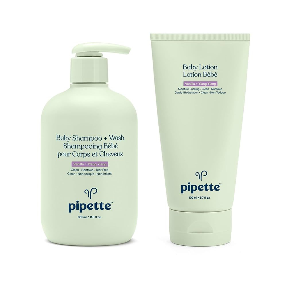 Pipette Vanilla + Ylang Ylang Baby Shampoo + Wash and Baby Lotion Duo, Clean, Tear-Free Bath Time... | Amazon (US)