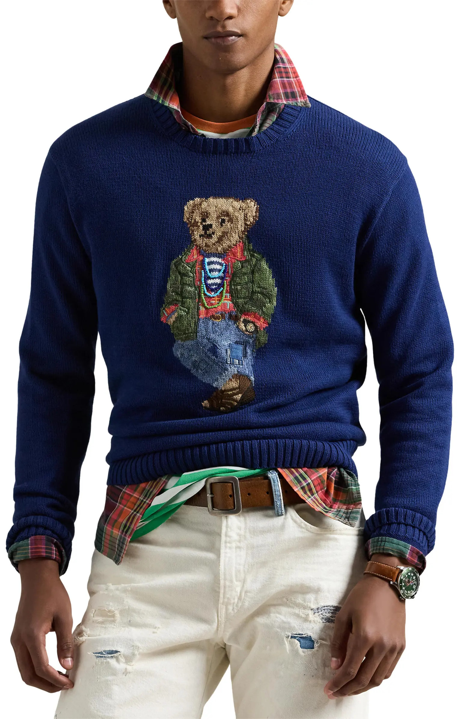 Polo Bear Intarsia Cotton Crewneck Sweater | Nordstrom