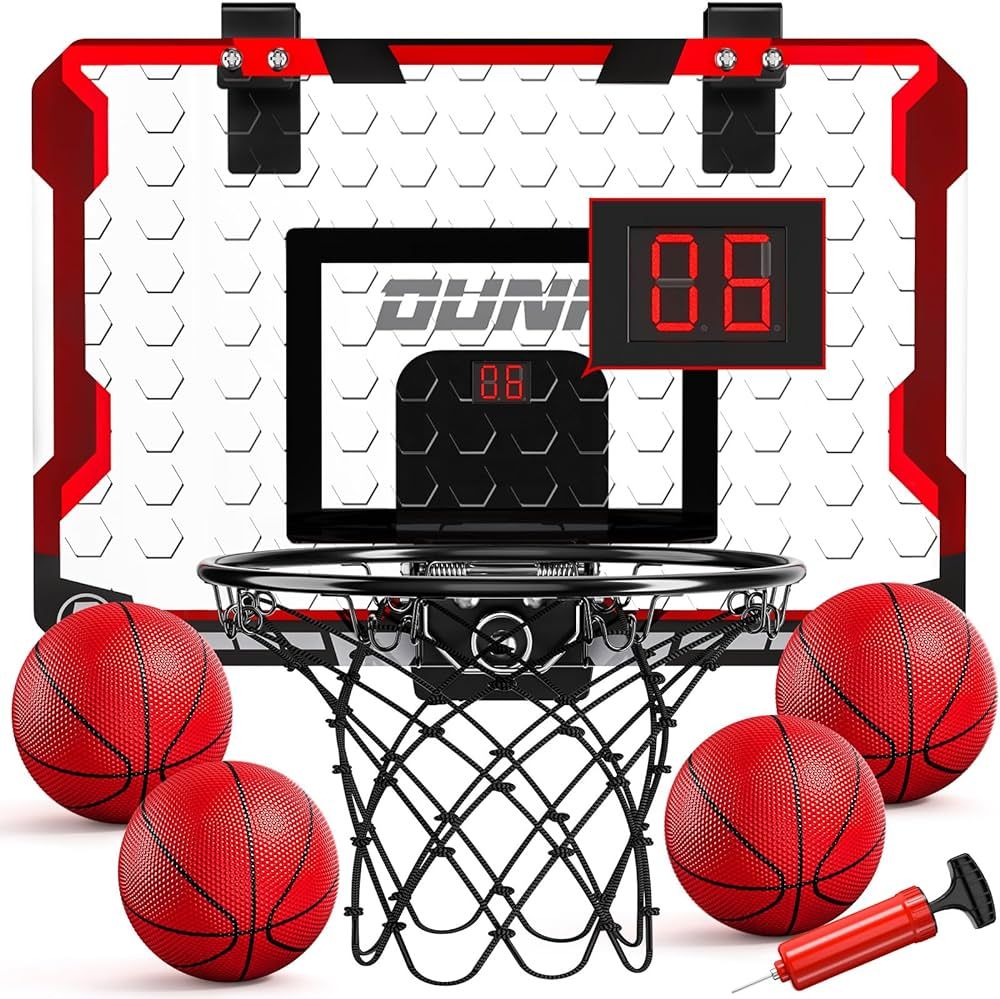 TEMI Basketball Hoop Indoor, Mini Basketball Hoop with 4 Balls & Electronic Scoreboard, Over The ... | Amazon (US)